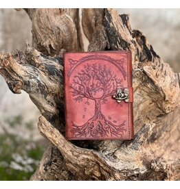 RK Handicrafts Triquetra Tree of Life Leather Journal red