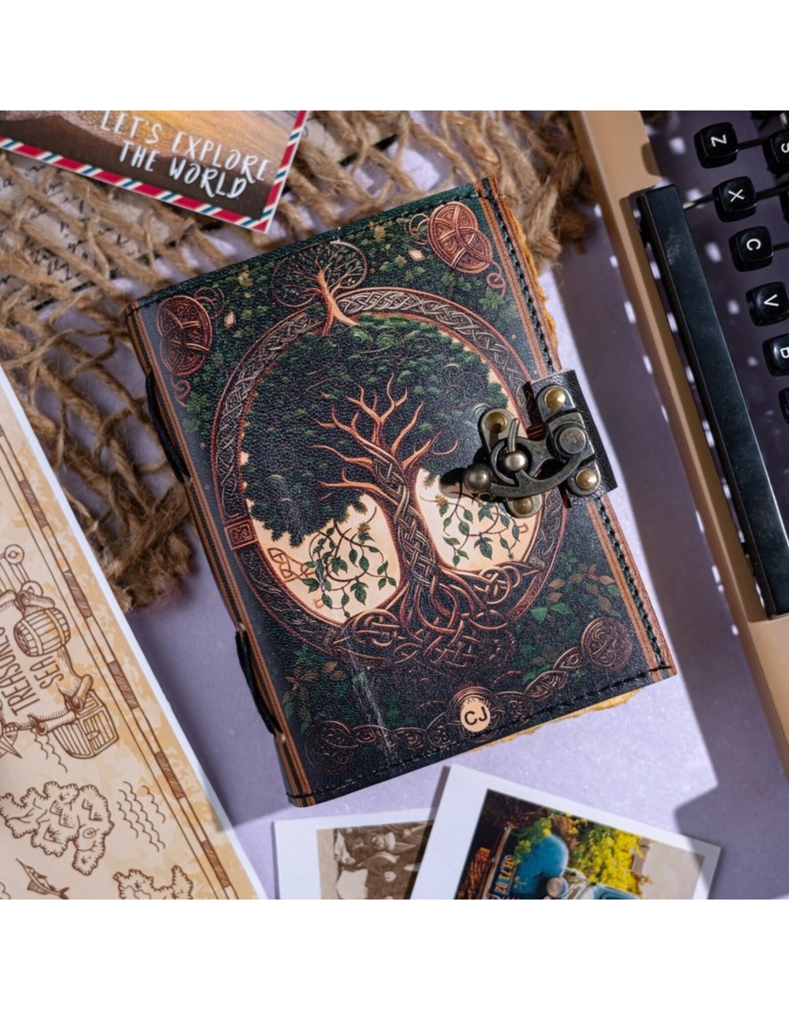 RK Handicrafts Miscellaneous - Celtic Tree of Life Leather Journal