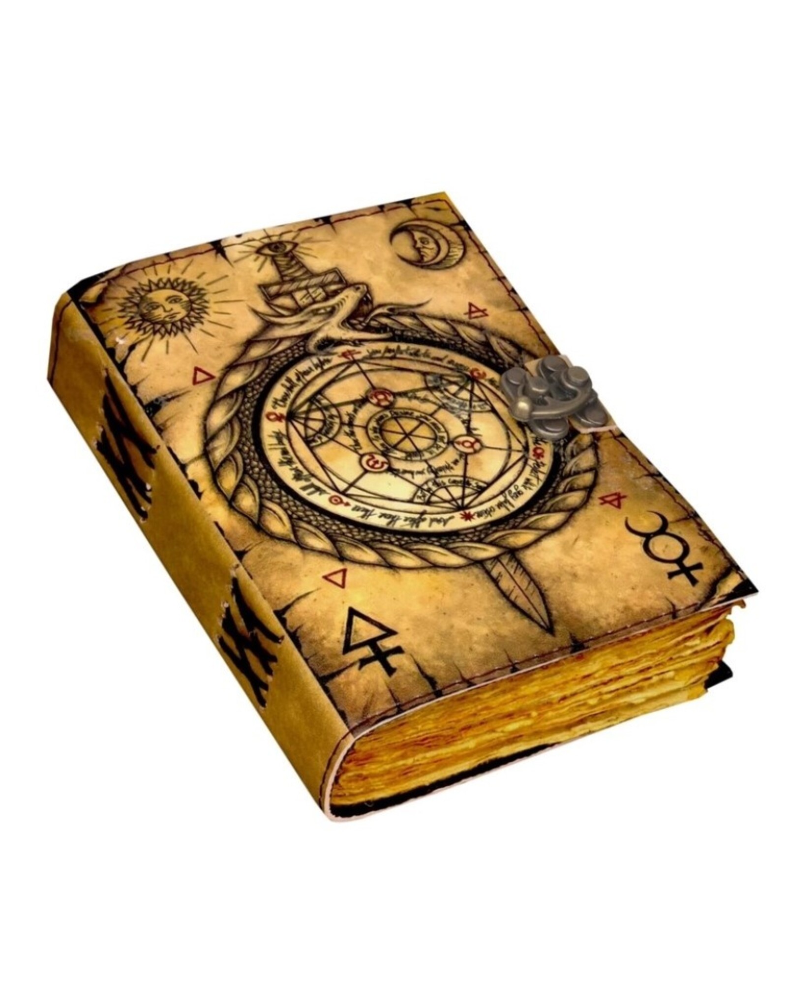RK Handicrafts Miscellaneous - Leren Dagboek met Kompas en Kabbala Symbolen 18x13cm