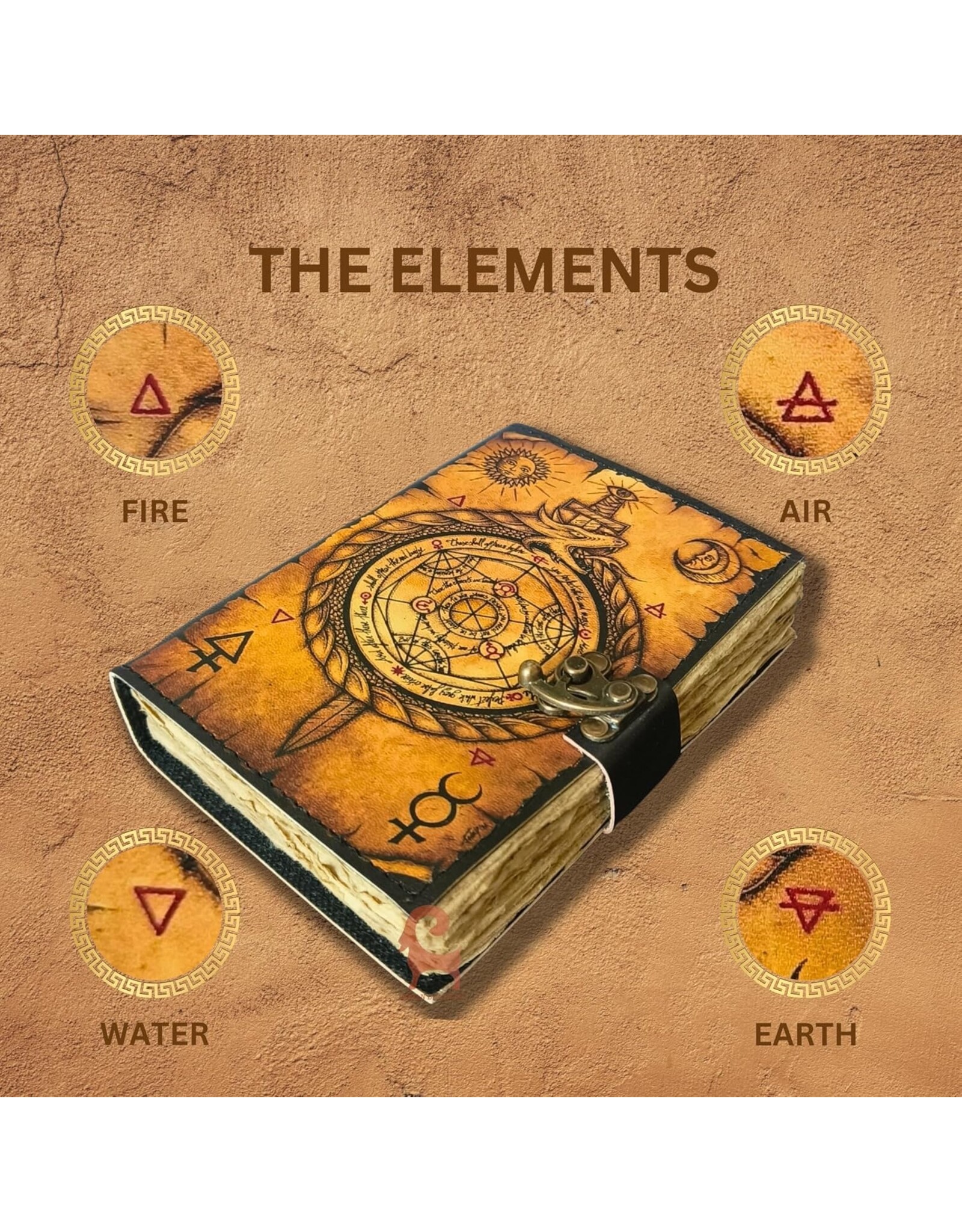 RK Handicrafts Miscellaneous - Leather Diary with Compass and Cabala Symbols 18x13cm