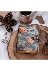 RK Handicrafts Miscellaneous - Leather Journal for World Travelers World Map 18x13cm