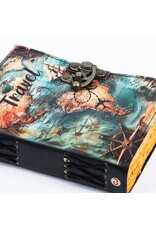 RK Handicrafts Miscellaneous - Leather Journal for World Travelers World Map 18x13cm