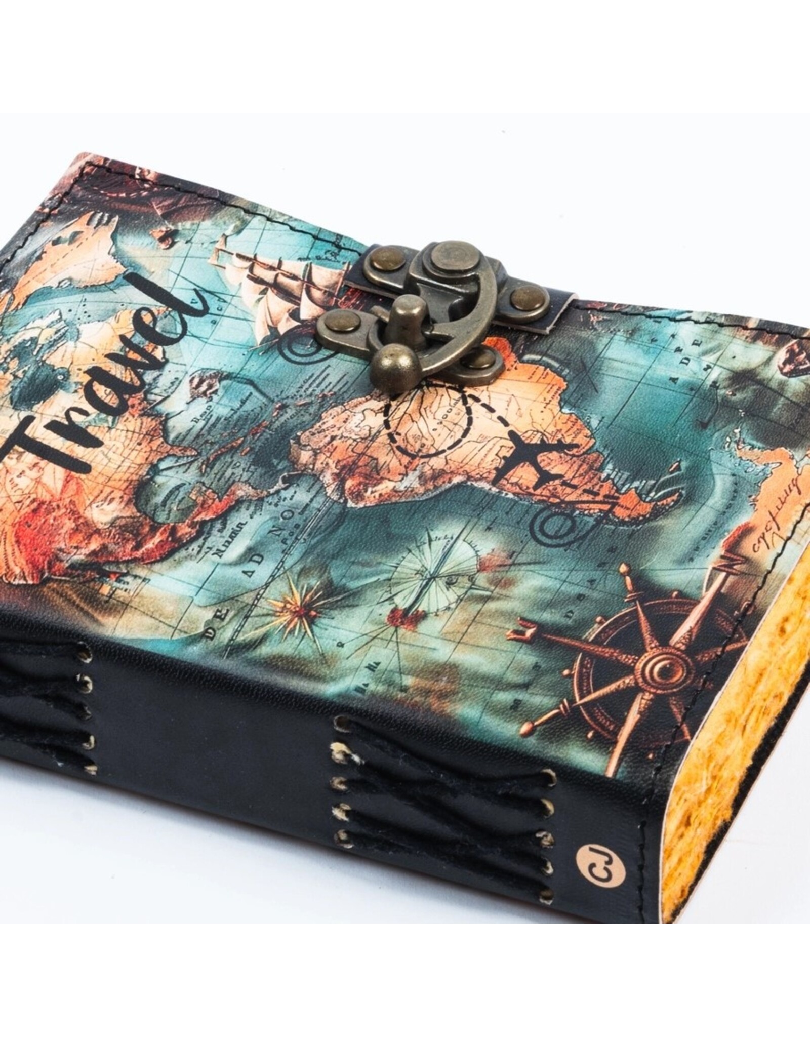 RK Handicrafts Miscellaneous - Leather Journal for World Travelers World Map 18x13cm