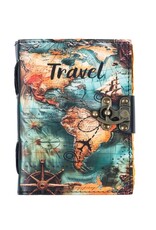 RK Handicrafts Miscellaneous - Leather Journal for World Travelers World Map 18x13cm