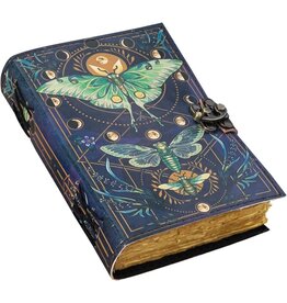 RK Handicrafts Leren Dagboek Nachtvlinder en Maanfasen 18x13cm