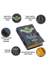 RK Handicrafts Miscellaneous - Leather Journal Luna Moth and Moon Phases  18x13cm