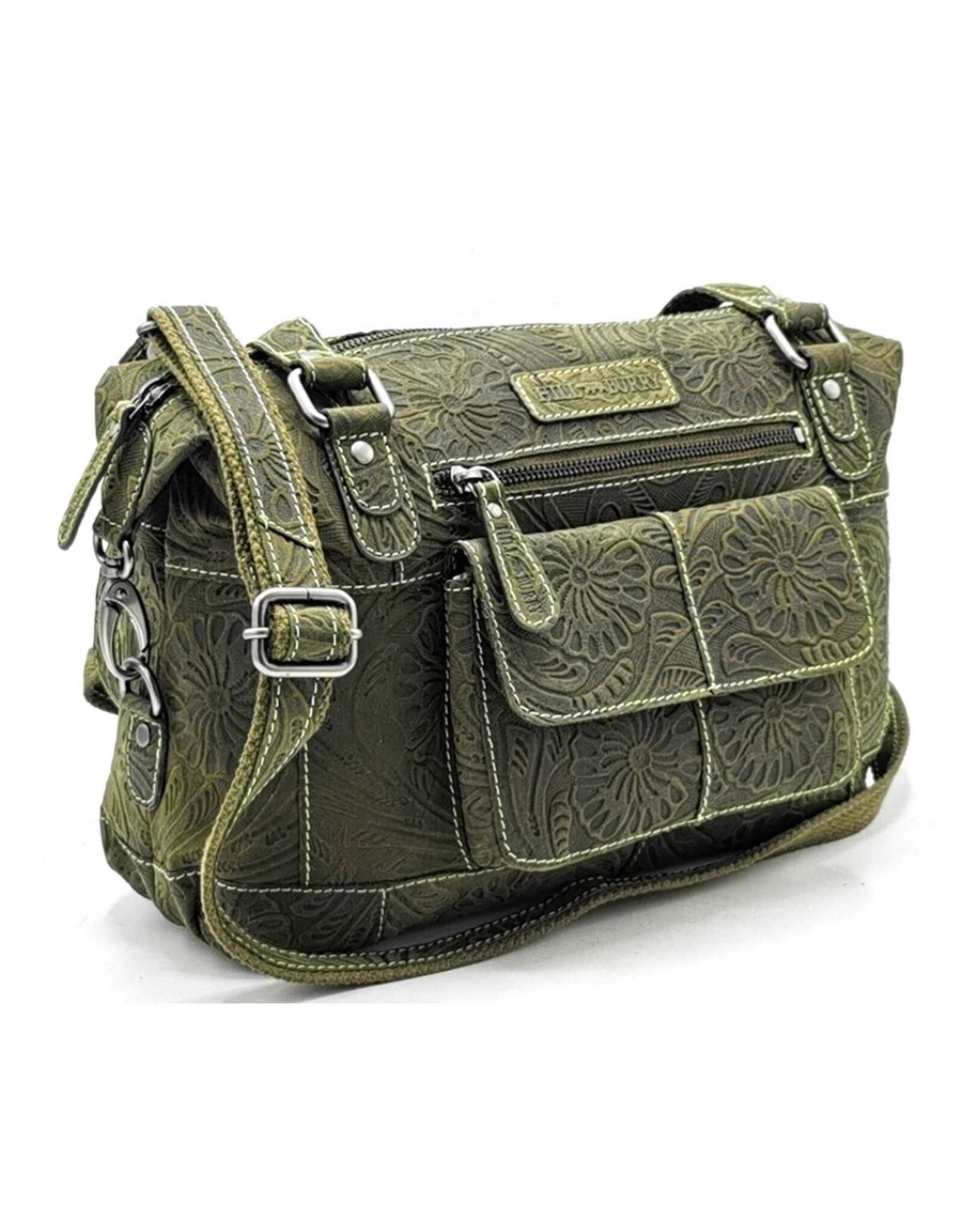 HillBurry Leather bags - Hillburry Leather Shoulder bag with Embossed Flowers