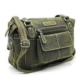 HillBurry Hillburry Leather Shoulder bag with Embossed Flowers