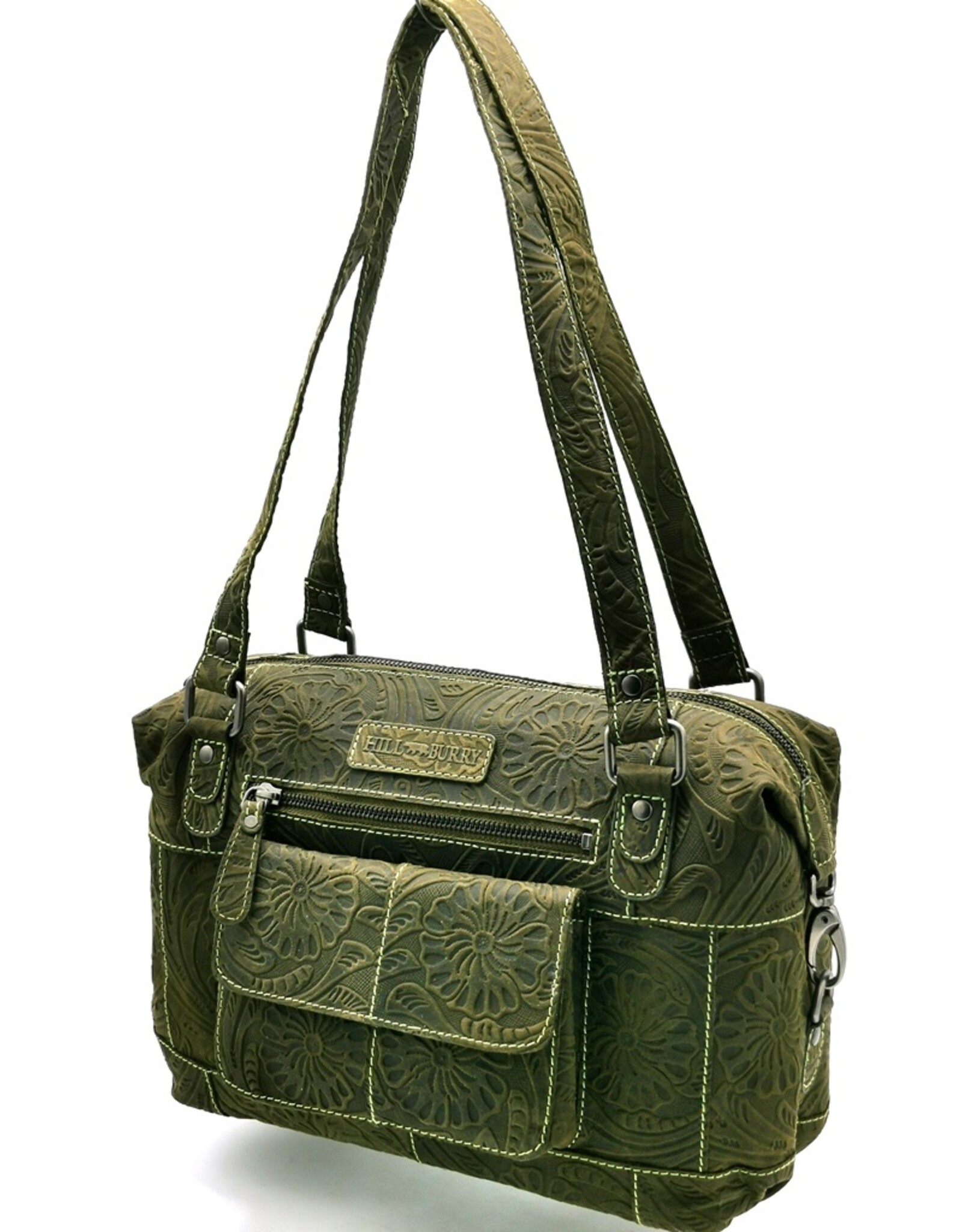 HillBurry Leather bags - Hillburry Leather Shoulder bag with Embossed Flowers