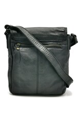 HillBurry Leren tassen - HillBurry Schoudertas Gewassen Leer zwart