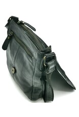 HillBurry Leren tassen - HillBurry Schoudertas Gewassen Leer zwart