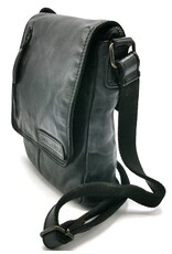 HillBurry Leren tassen - HillBurry Schoudertas Gewassen Leer zwart