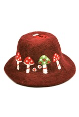 Trukado Miscellaneous - Felt hat - Sauna cap Mushrooms and Ladybug bordeaux