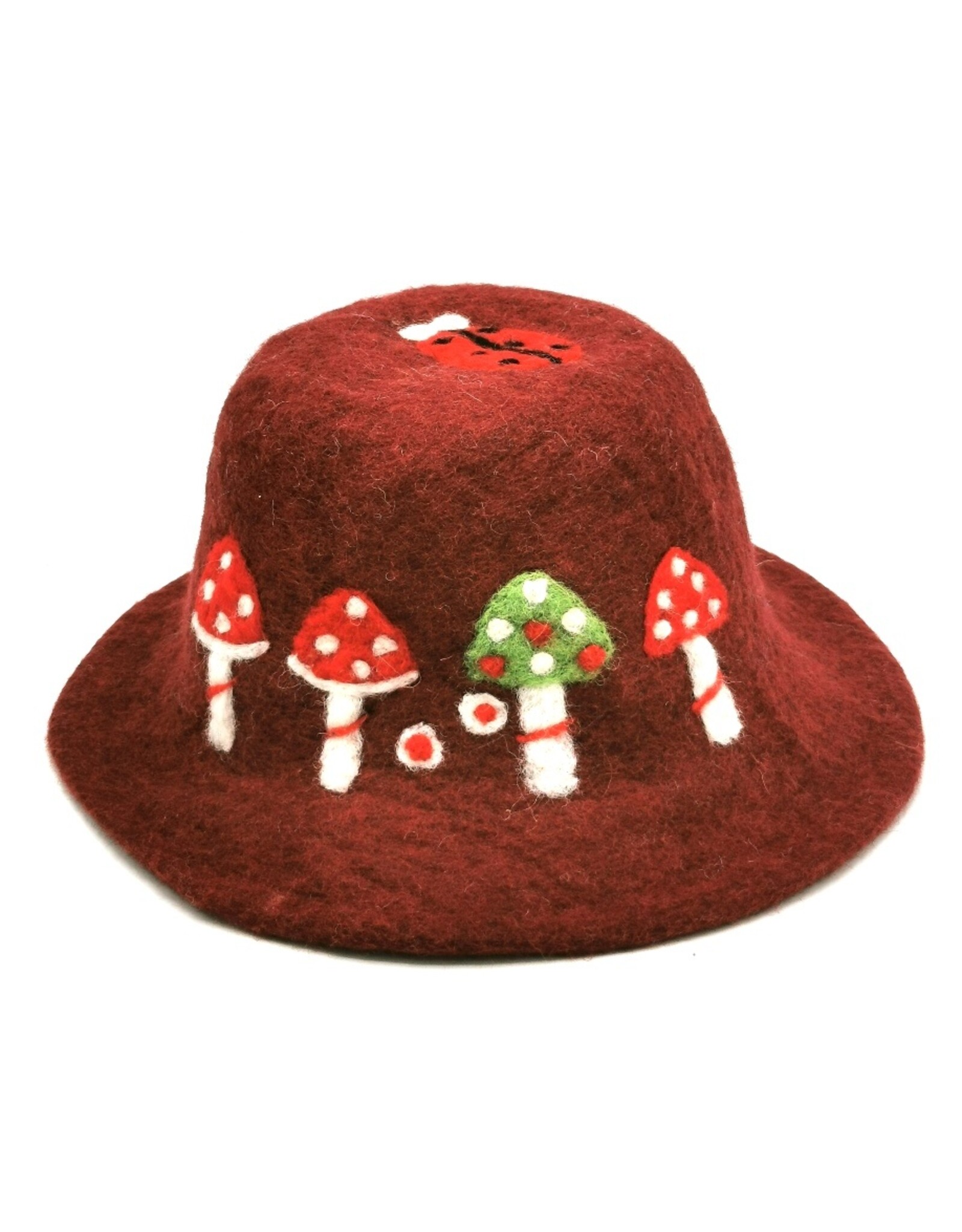 Trukado Miscellaneous - Felt hat - Sauna cap Mushrooms and Ladybug bordeaux