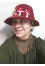 Trukado Miscellaneous - Felt hat - Sauna cap Mushrooms and Ladybug bordeaux