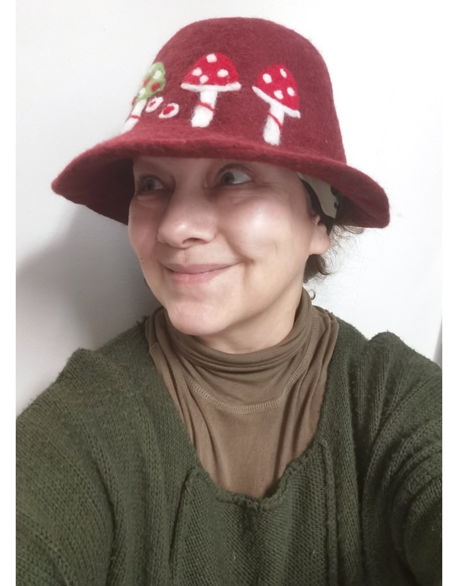 Trukado Miscellaneous - Felt hat - Sauna cap Mushrooms and Ladybug bordeaux