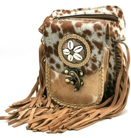 Trukado Cowhide Waist Bag with Fringes and Leopard - Festival Bag Cowhide