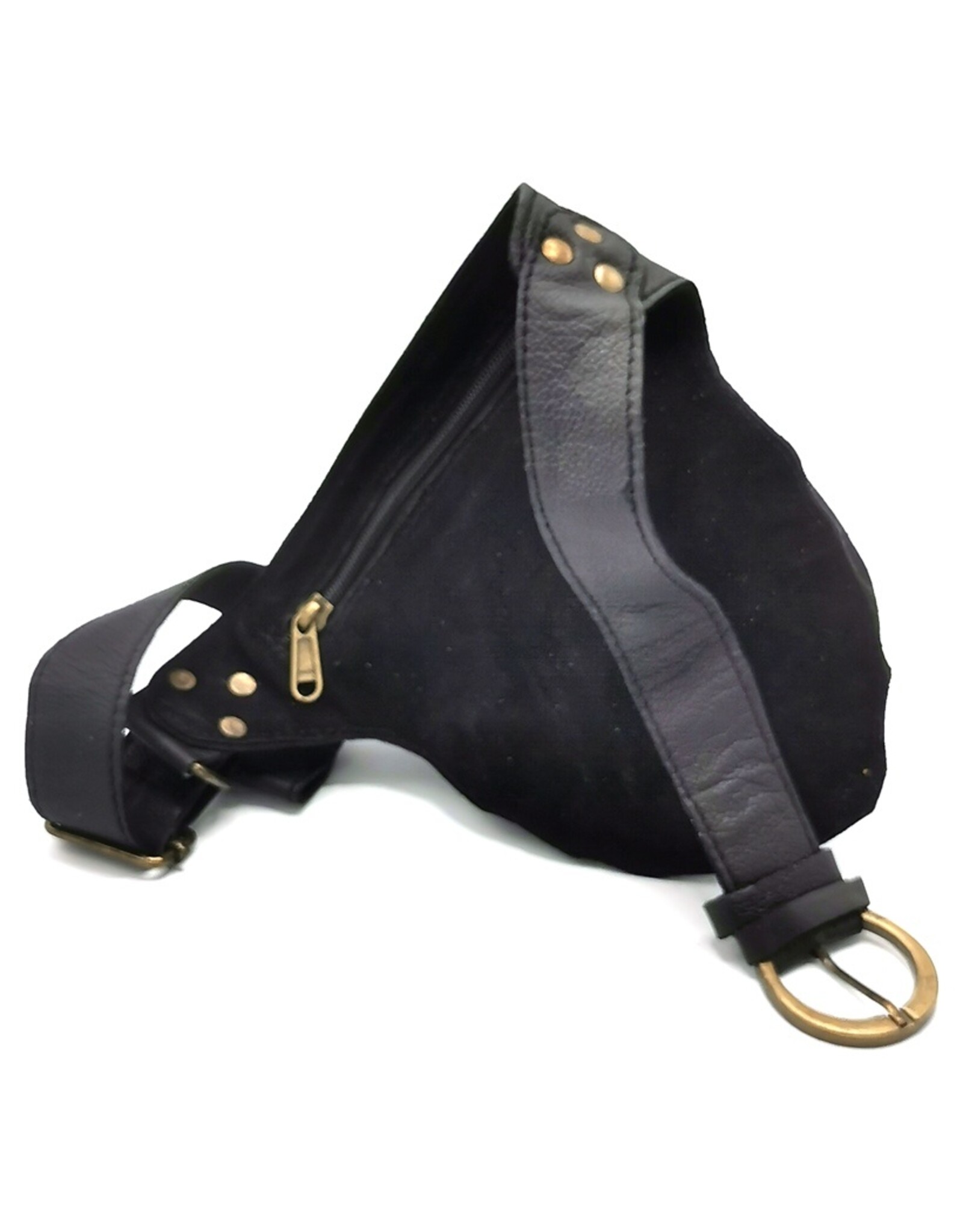 Trukado Leren Festivaltasjes, heuptassen en riemtassen - Leren Heuptas met Koeienhuid Dierenprint zwart