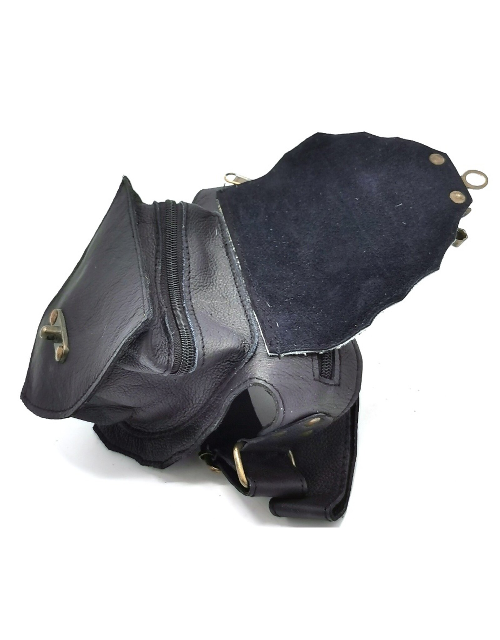 Trukado Leren Festivaltasjes, heuptassen en riemtassen - Leren Heuptas met Koeienhuid Dierenprint zwart