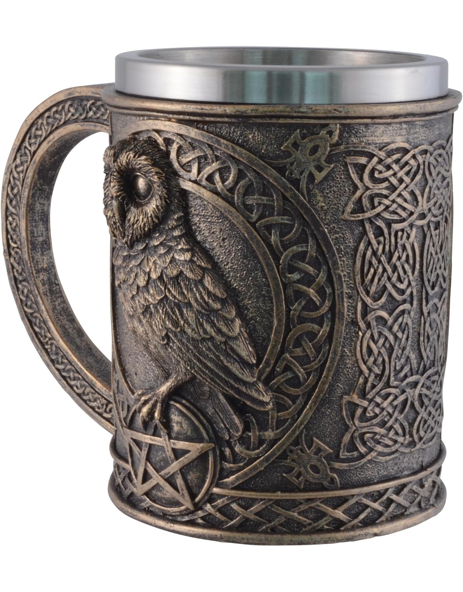 VG Tankards and goblets  - Owl Mug /Owl Beer tankard with stainless steel insert