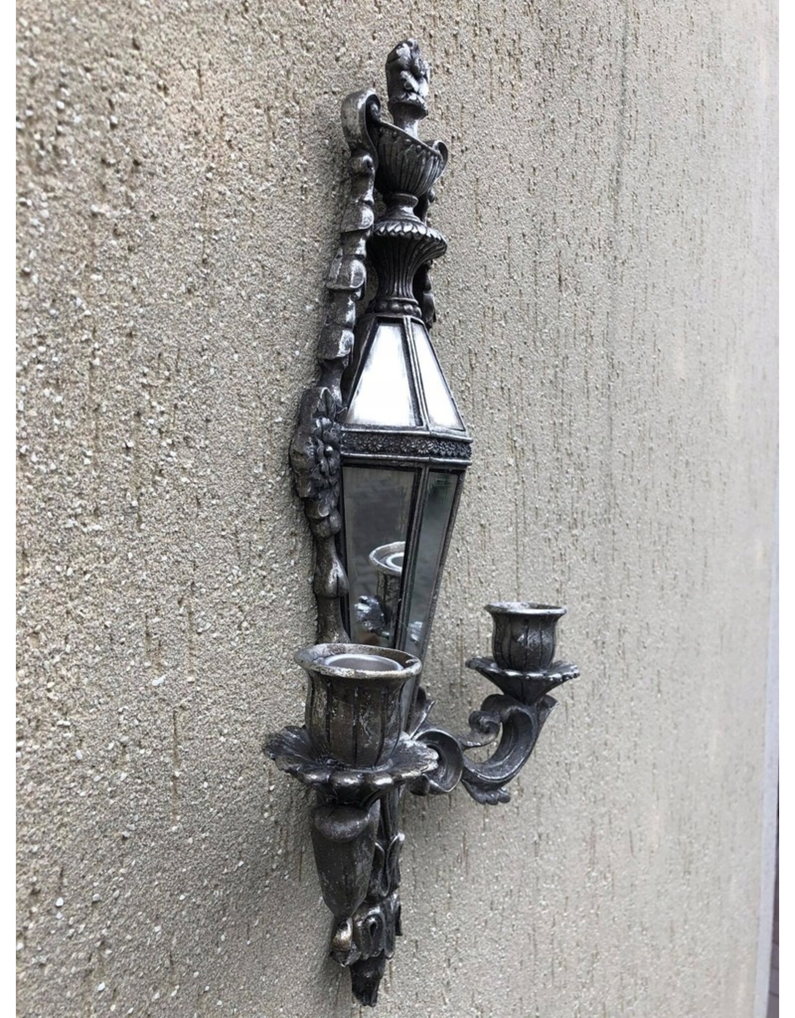 Trukado Giftware & Lifestyle - Wall Candlestick with Mirrors Baroque Silver Colour