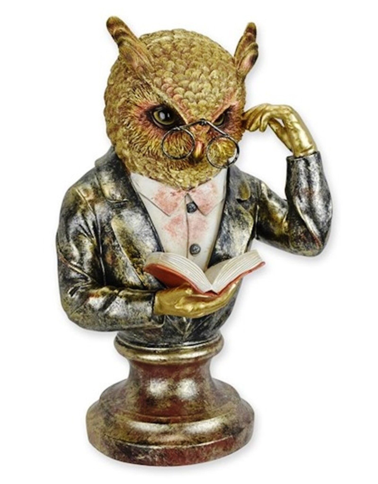 JB Giftware & Lifestyle - Uil met Monocle en Boek Buste 35,2cm