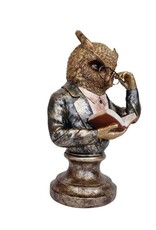 JB Giftware & Lifestyle - Uil met Monocle en Boek Buste 35,2cm