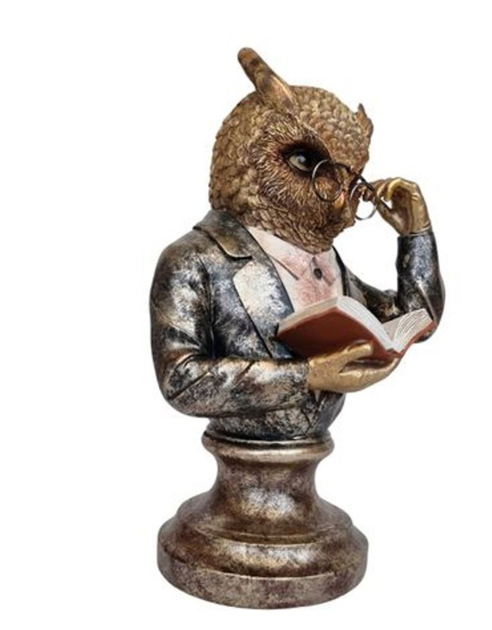 JB Giftware & Lifestyle - Uil met Monocle en Boek Buste 35,2cm
