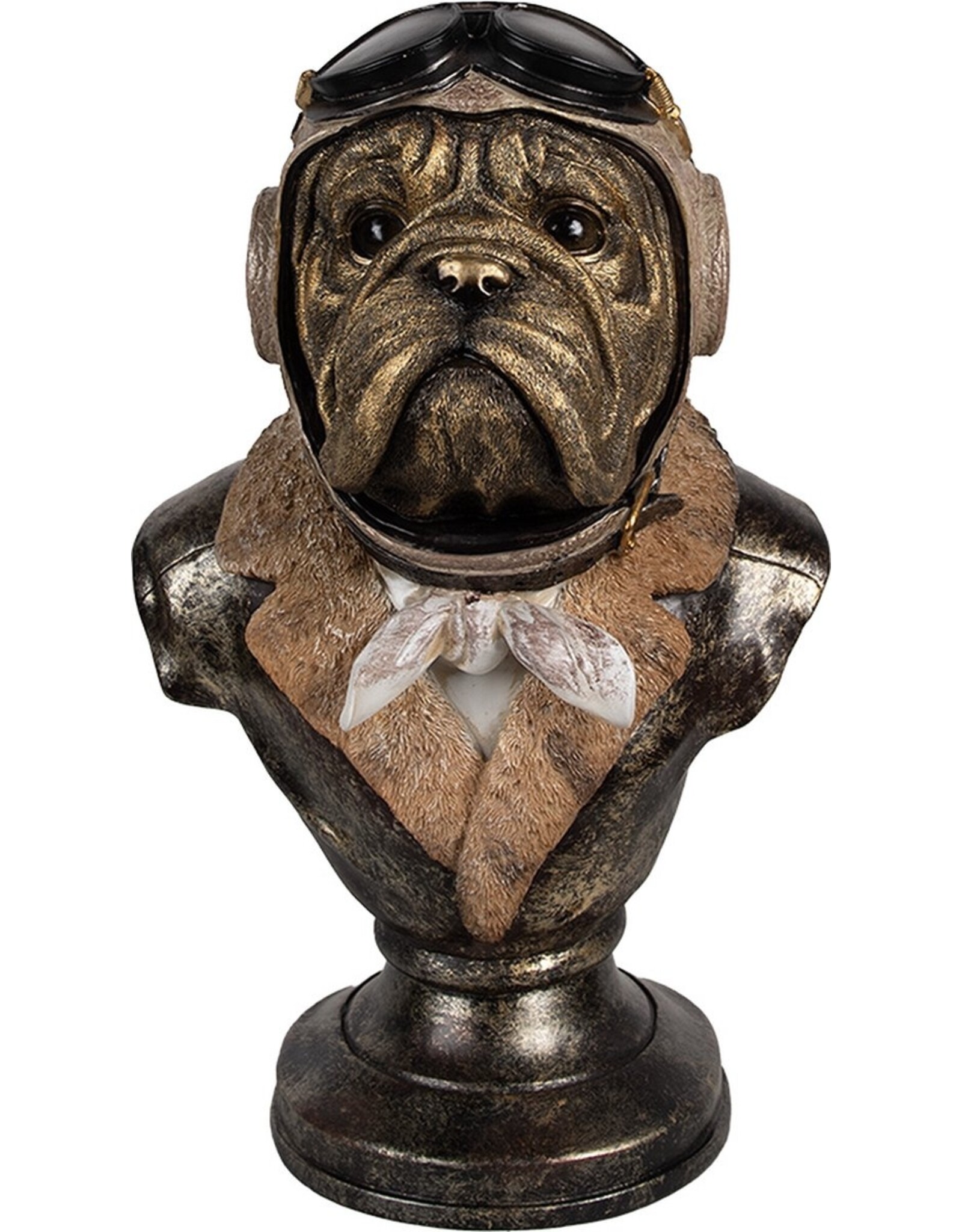 Clayre & Eef Giftware & Lifestyle - Bulldog Piloot Buste 34,8cm