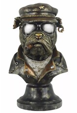 JB Giftware & Lifestyle - English Bulldog as Biker Smoking Cigar Bust 35.7cm