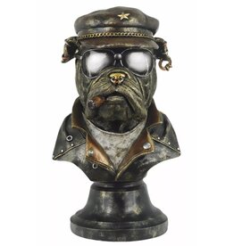 JB Engelse Bulldog als Biker rokend Sigaar Buste 35,7cm