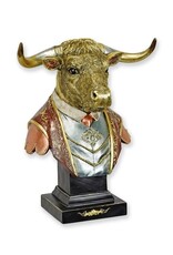 JB Giftware & Lifestyle - Stier gekleed als een Gentleman Buste 34,8cm