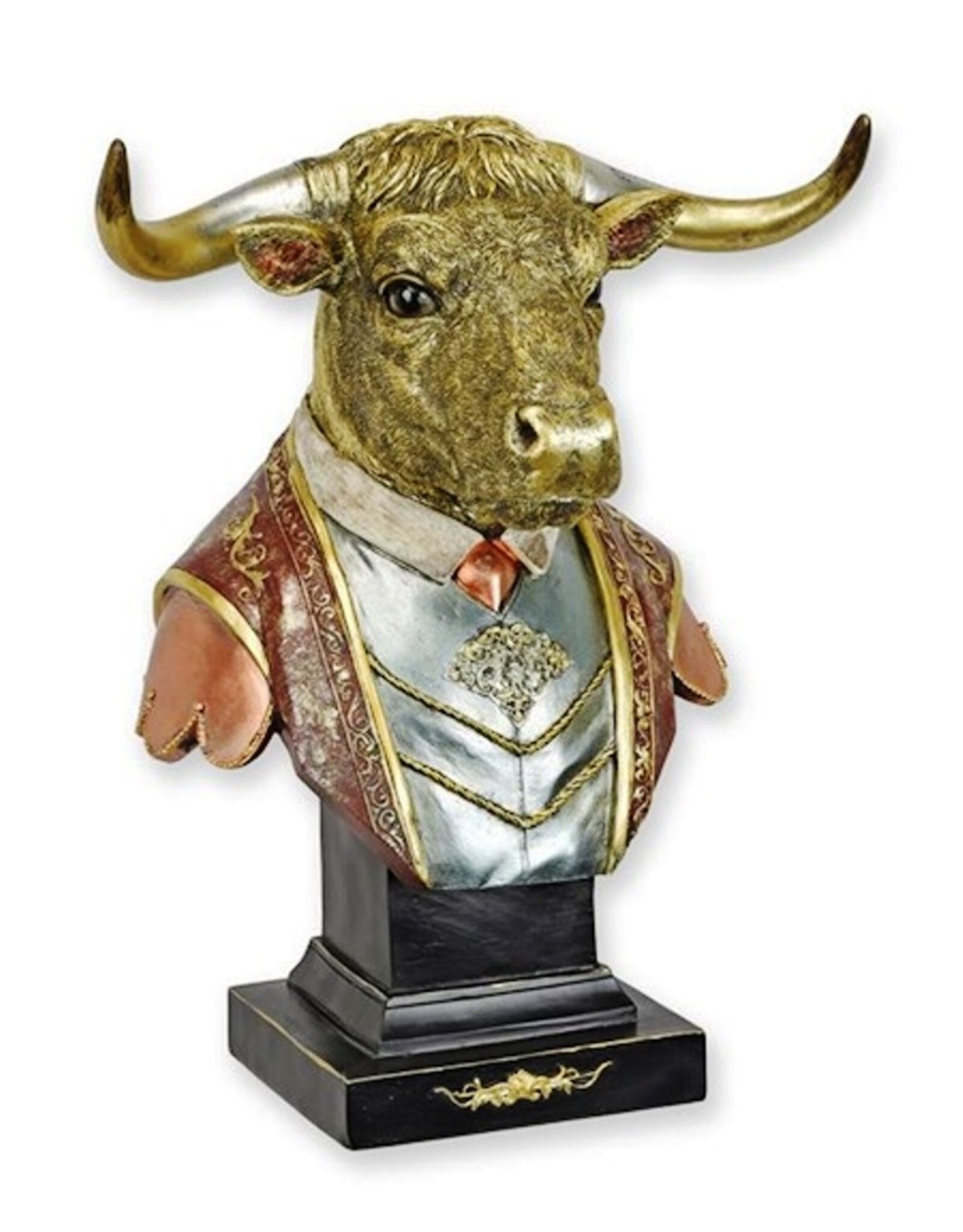 JB Giftware & Lifestyle - Stier gekleed als een Gentleman Buste 34,8cm