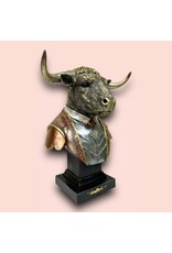 JB Giftware & Lifestyle - Stier gekleed als een Gentleman Buste 34,8cm