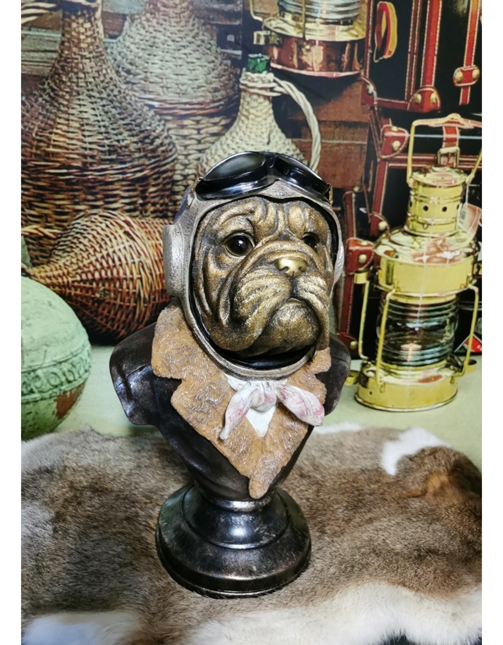 Clayre & Eef Giftware & Lifestyle - Bulldog Piloot Buste 34,8cm