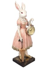 C&E Giftware Figurines Collectables - Rabbit Lady with Clock figurine 35cm