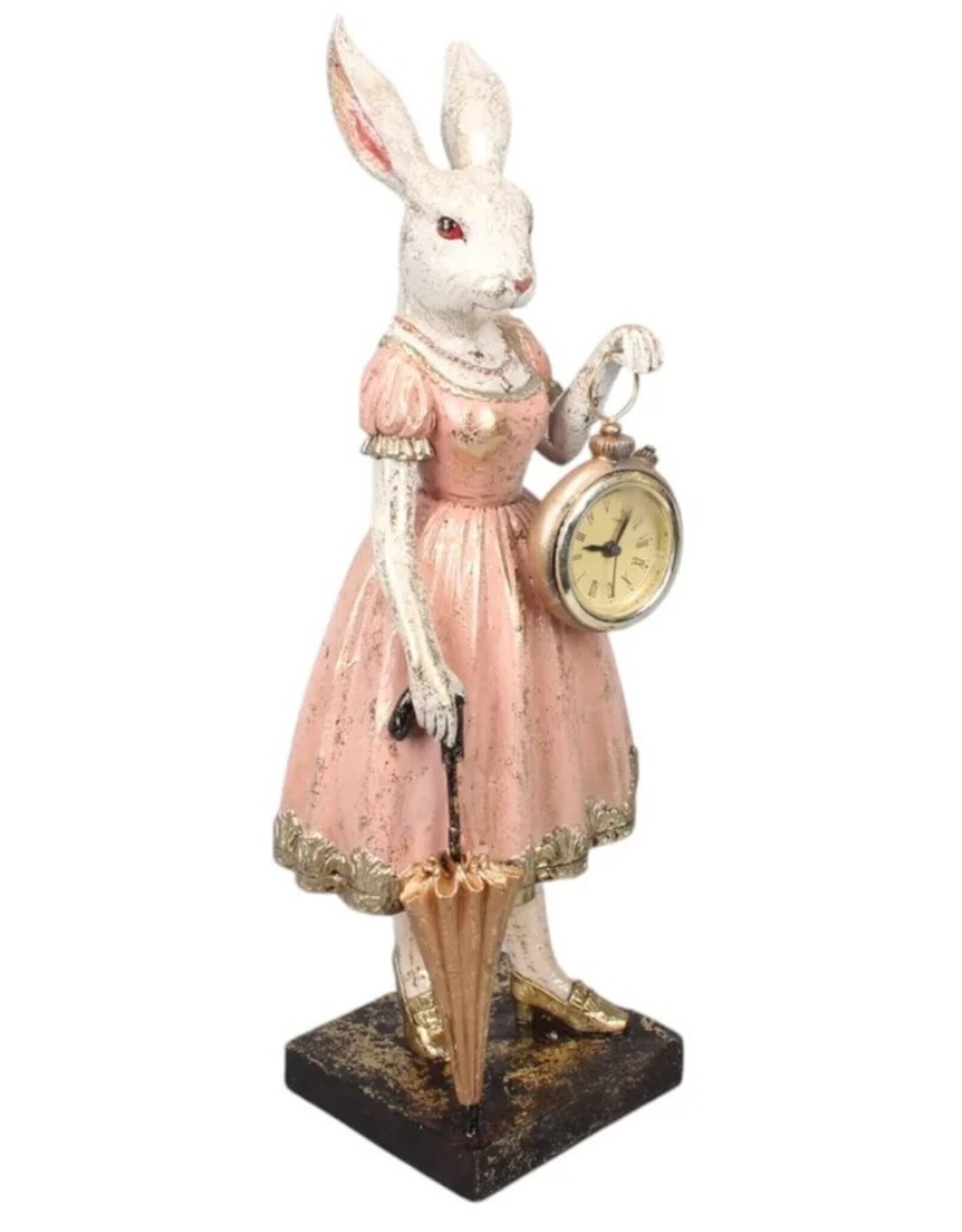 C&E Giftware Figurines Collectables - Rabbit Lady with Clock figurine 35cm