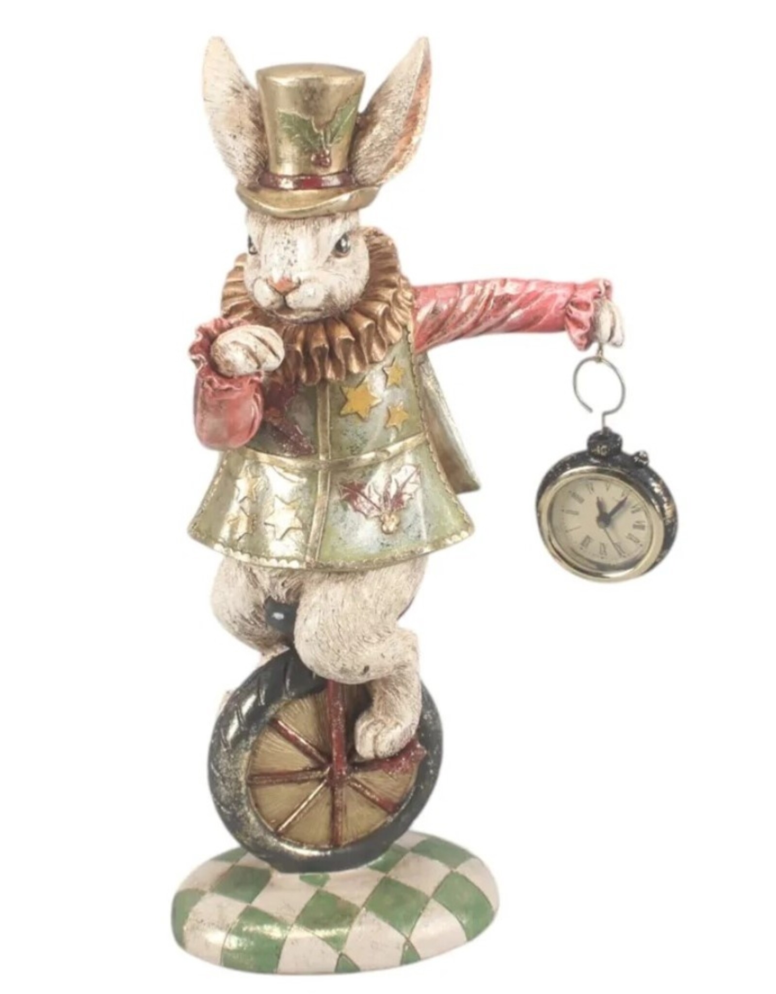 DS Giftware Figurines Collectables - Rabbit with Clock on Unicycle  figurine 33cm