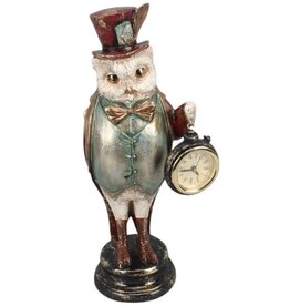 Trukado Owl with Real Clock and Tall Hat 28cm