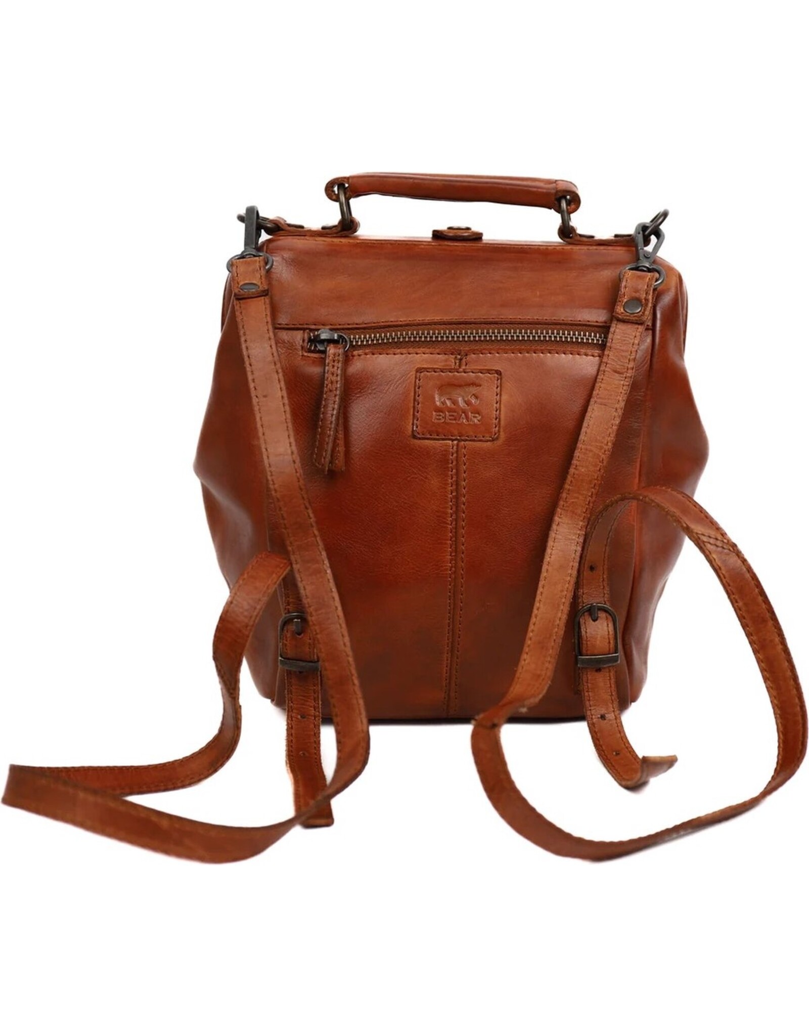 Bear Design Leren rugzakken  Leren shoppers - Bear Design Rugtas-Schoudertas 'Shelly' cognac
