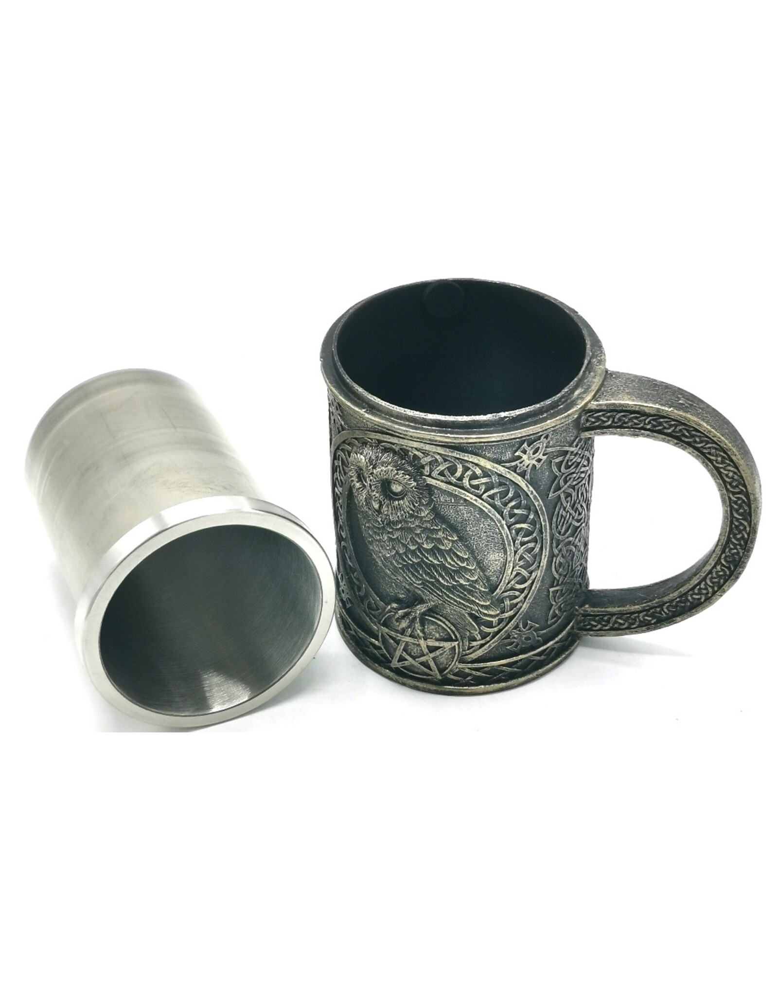VG Tankards and goblets  - Owl Mug /Owl Beer tankard with stainless steel insert