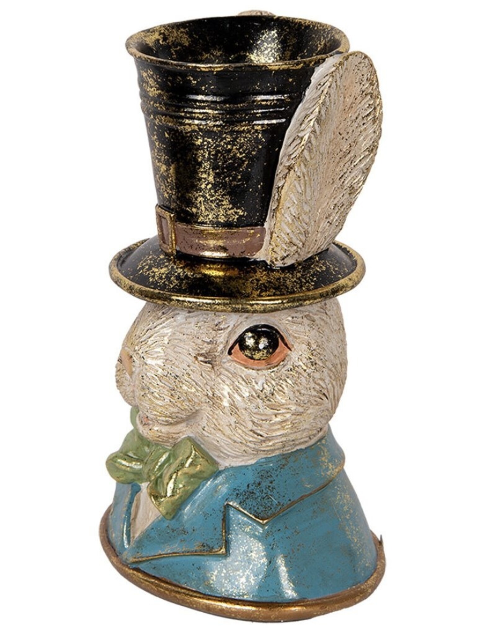 C&E Giftware Beelden Collectables - Decoratief Beeld Konijn met Hoge Hoed Buste 29cm