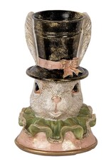 C&E Giftware Beelden Collectables - Decoratief Beeld Konijn met Hoge Hoed en Plooikraag