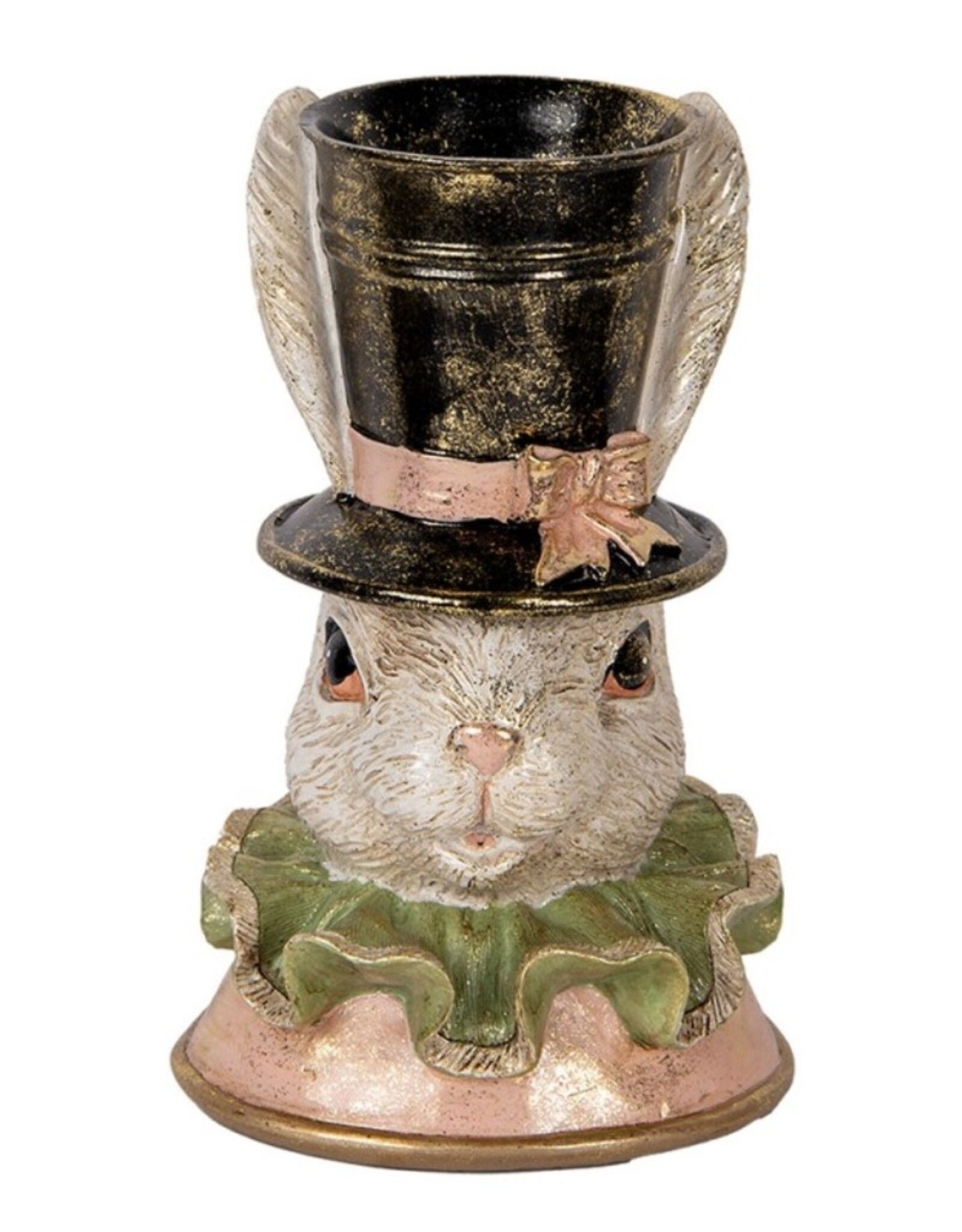 C&E Giftware Beelden Collectables - Decoratief Beeld Konijn met Hoge Hoed en Plooikraag
