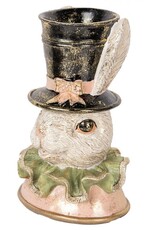 C&E Giftware Beelden Collectables - Decoratief Beeld Konijn met Hoge Hoed en Plooikraag