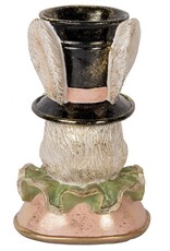 C&E Giftware Beelden Collectables - Decoratief Beeld Konijn met Hoge Hoed en Plooikraag