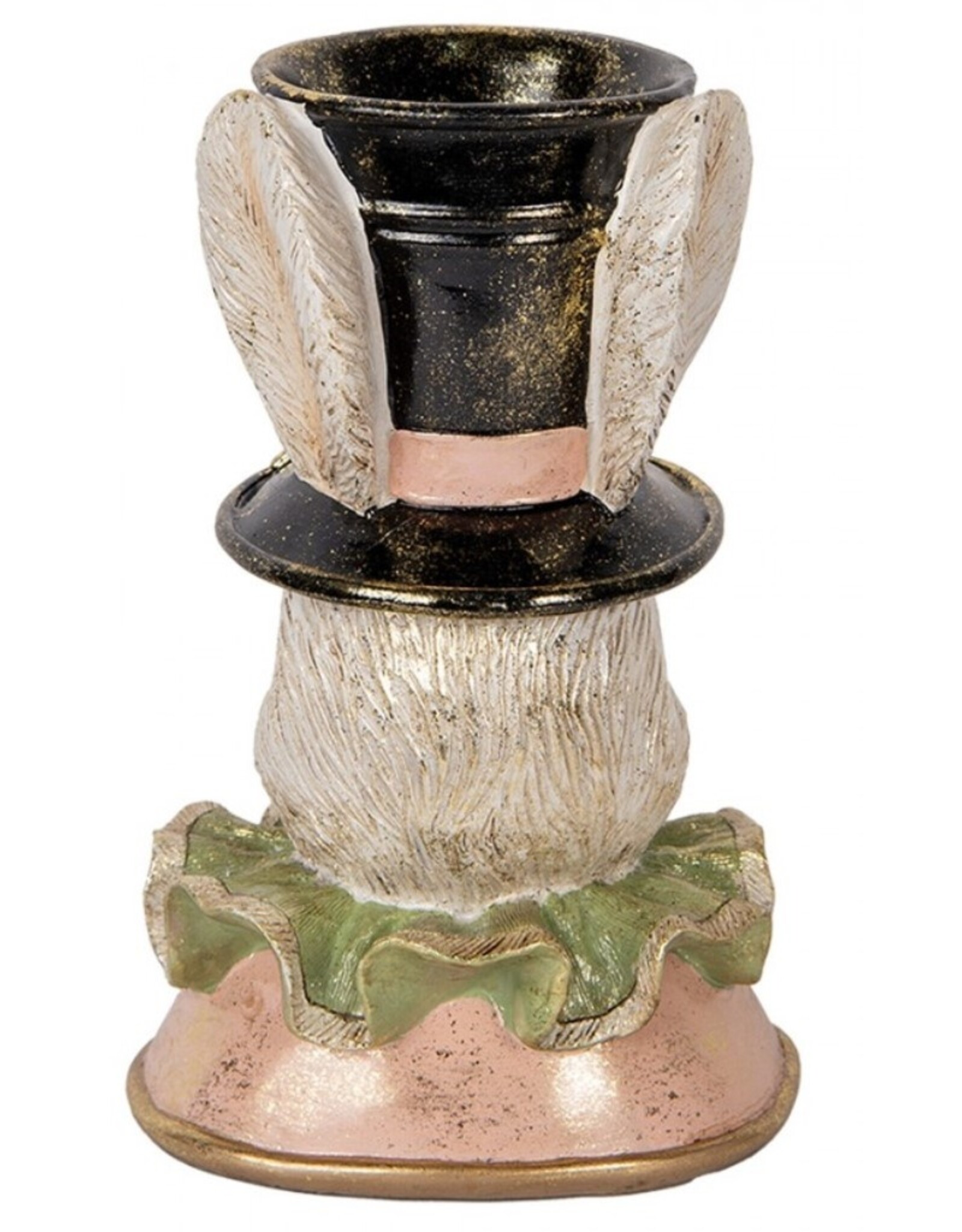 C&E Giftware Beelden Collectables - Decoratief Beeld Konijn met Hoge Hoed en Plooikraag