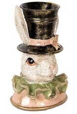 C&E Giftware Beelden Collectables - Decoratief Beeld Konijn met Hoge Hoed en Plooikraag