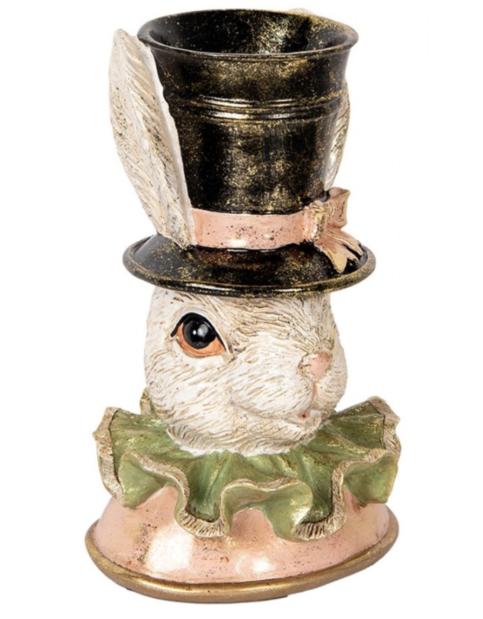 C&E Giftware Beelden Collectables - Decoratief Beeld Konijn met Hoge Hoed en Plooikraag