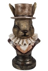 C&E Giftware Beelden Collectables - Konijn met Hoge Hoed en Plooikraag Buste 35cm